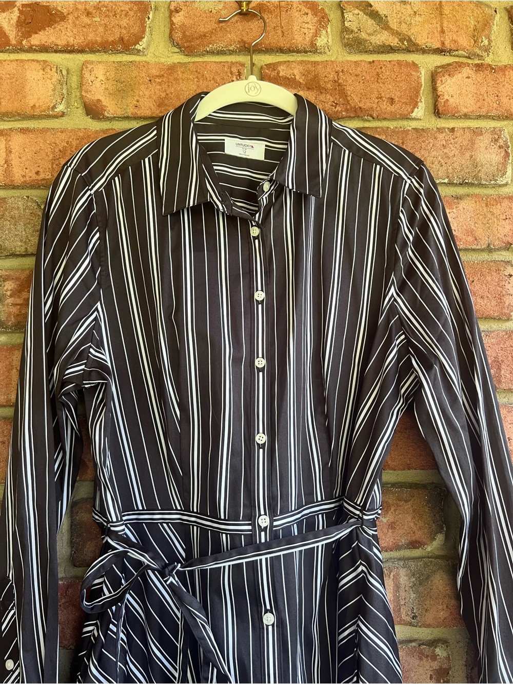UNTUCKit Black and White Striped Shirt Dress